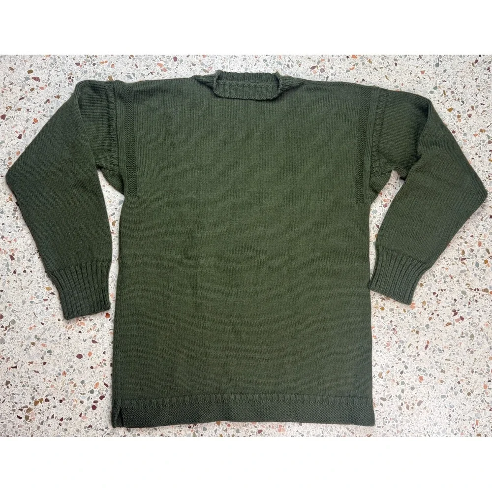Le Tricoteur Traditional Guernsey Vintage Green 100% Wool Sweater Size Small